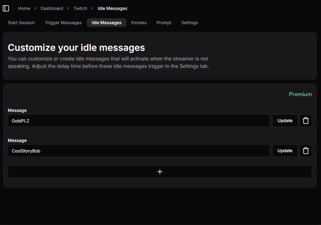 Idle Messages Navigation